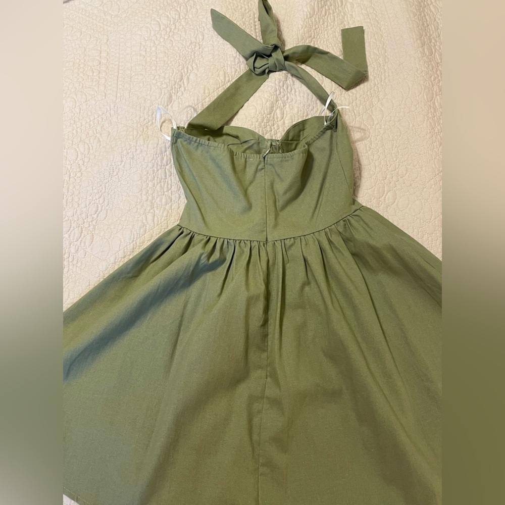 Princess Polly Sage Green Halter Mini Dress - Picture 2 of 4